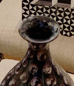 Black with Hand Painted Circles Tulip Shape Vase, China, Contemporary