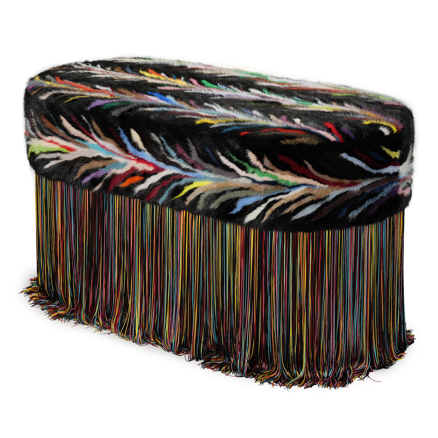 XXIe siècle et contemporain Banc noir avec patchwork multicolore en édition limitée par Lorenza Bozzoli Couture en vente