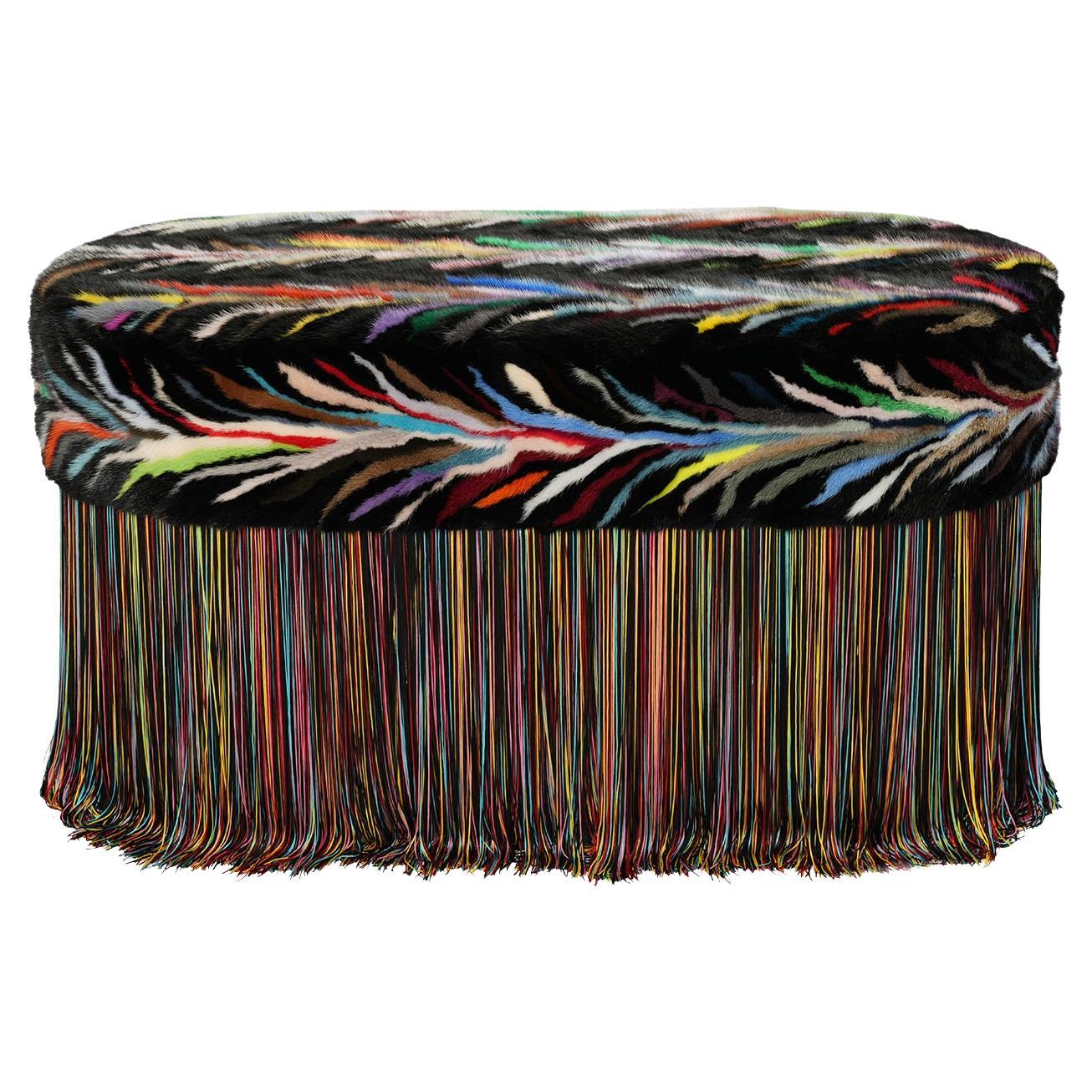Banc noir avec patchwork multicolore en édition limitée par Lorenza Bozzoli Couture en vente