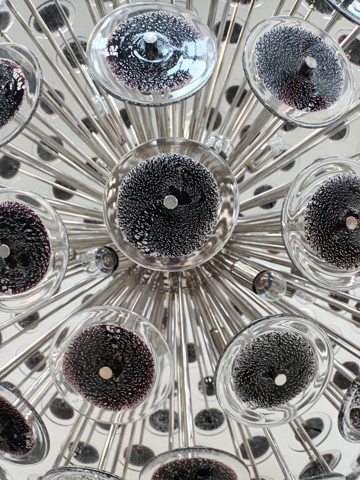 XXI secolo e contemporaneo Lampadario Disco Sputnik nero con argento di Fabio Ltd in vendita