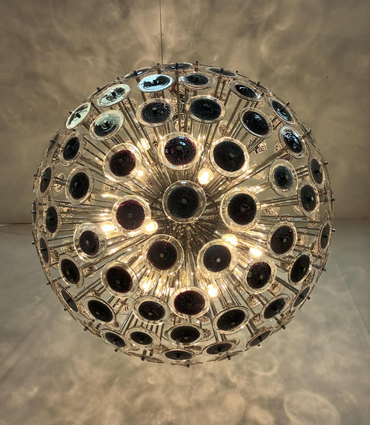Lampadario Disco Sputnik nero con argento di Fabio Ltd in vendita 2