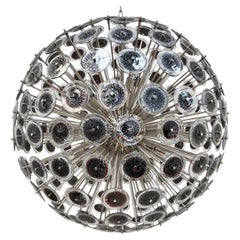 Schwarzer Sputnik-Kronleuchter mit Silberscheibenscheiben von Fabio Ltd