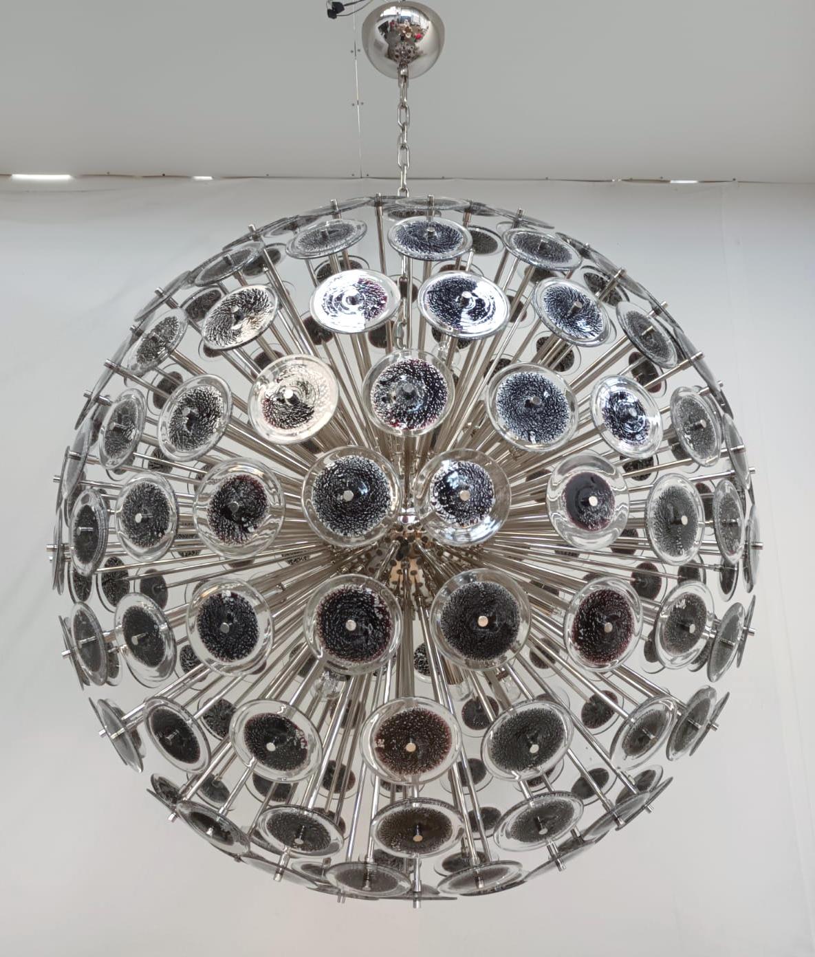 Italiano Lampadario Disco Sputnik nero con argento di Fabio Ltd in vendita