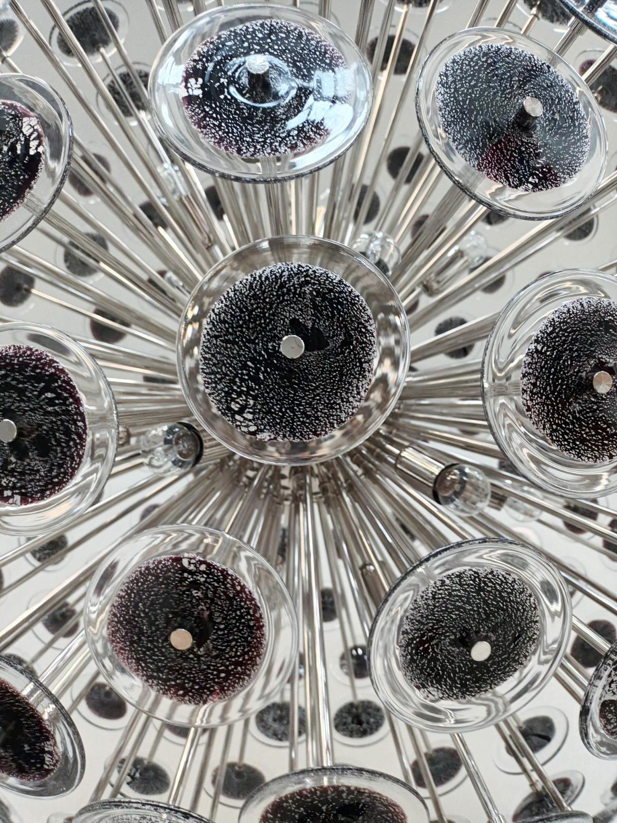 XXI secolo e contemporaneo Lampadario Disco Sputnik nero con argento di Fabio Ltd in vendita