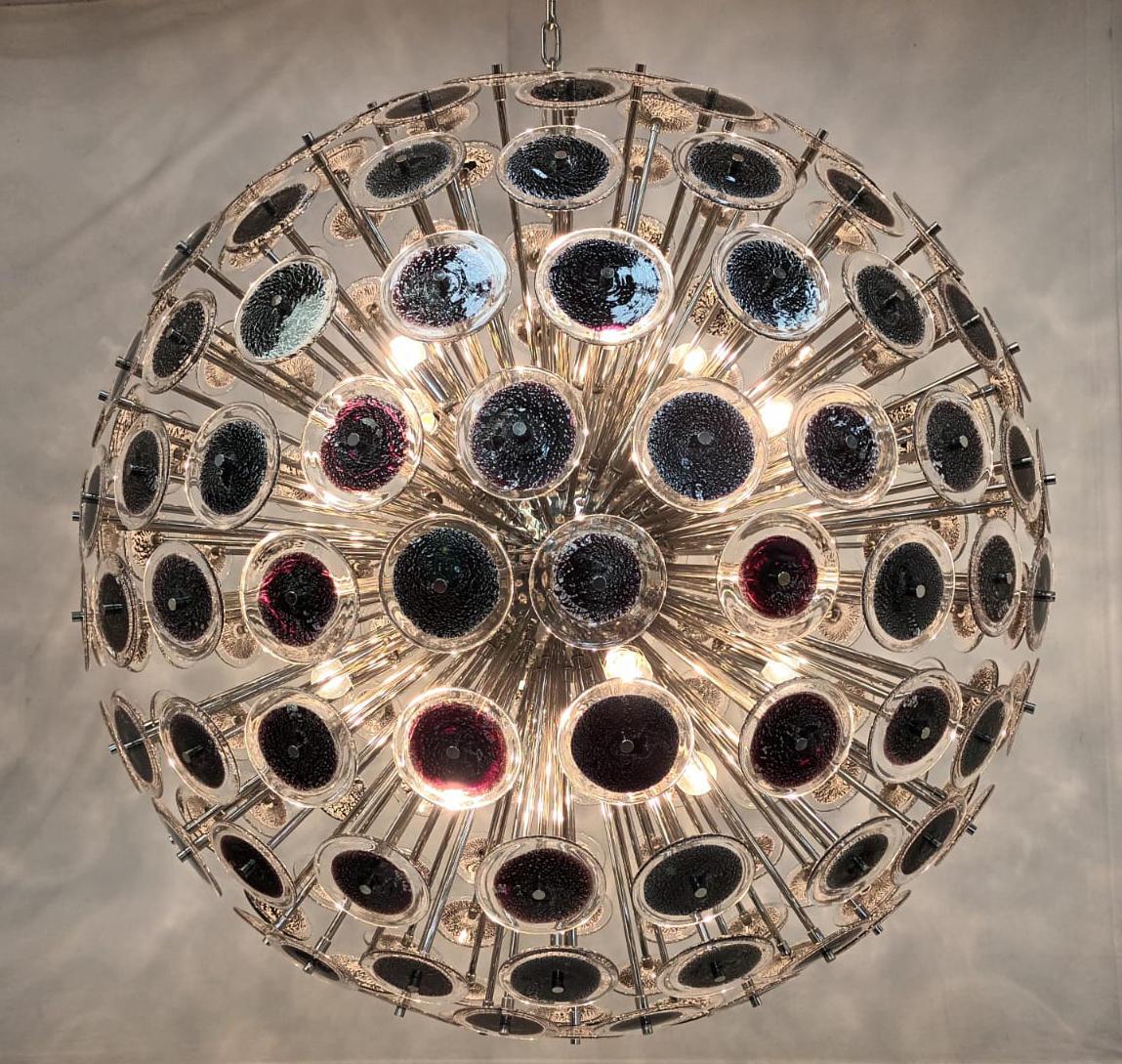 Lampadario Disco Sputnik nero con argento di Fabio Ltd in vendita 1