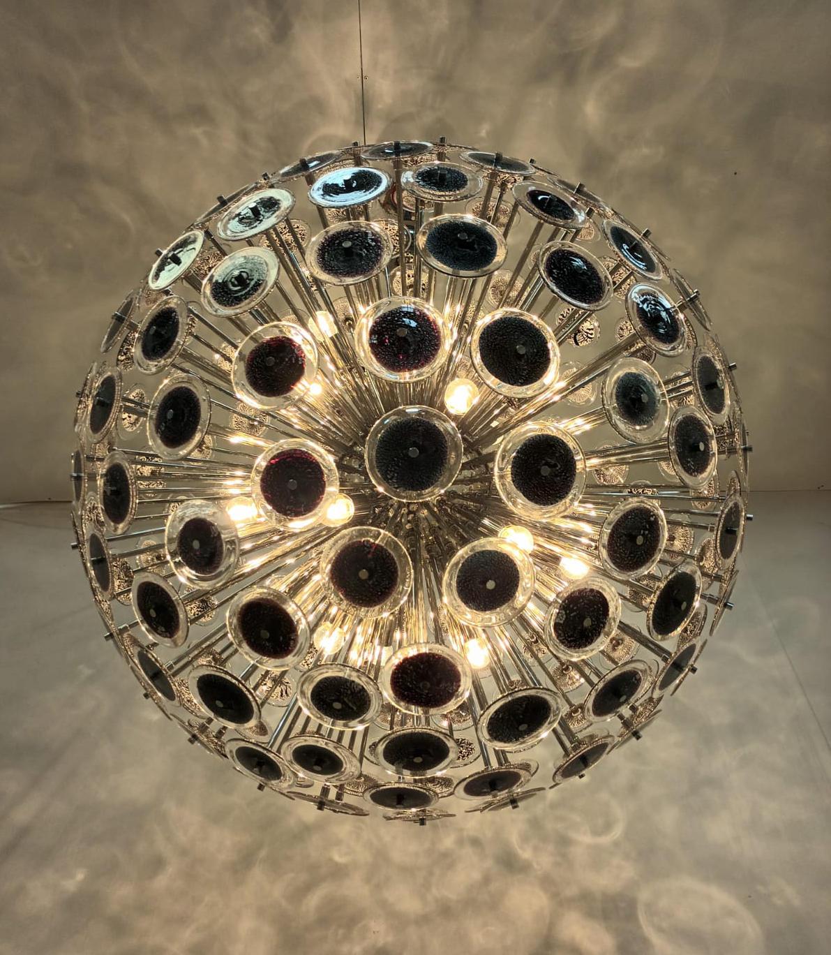 Lampadario Disco Sputnik nero con argento di Fabio Ltd in vendita 2