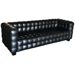 Antique Black Wittmann Kubus Sofa Designed by Josef Hoffmann