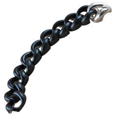 Black Wood 925 Silver Link Bracelet