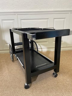 Black Wood and Chrome Bart Cart / Serving Trolley, France, 1980s