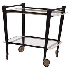 Used Black Wood and Glass Trolley by Cees Braakman for Pastoe, Dutch Design, 1950s