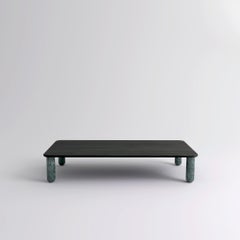 Black Wood and Green Marble "Sunday" Coffee Table, Jean-Baptiste Souletie