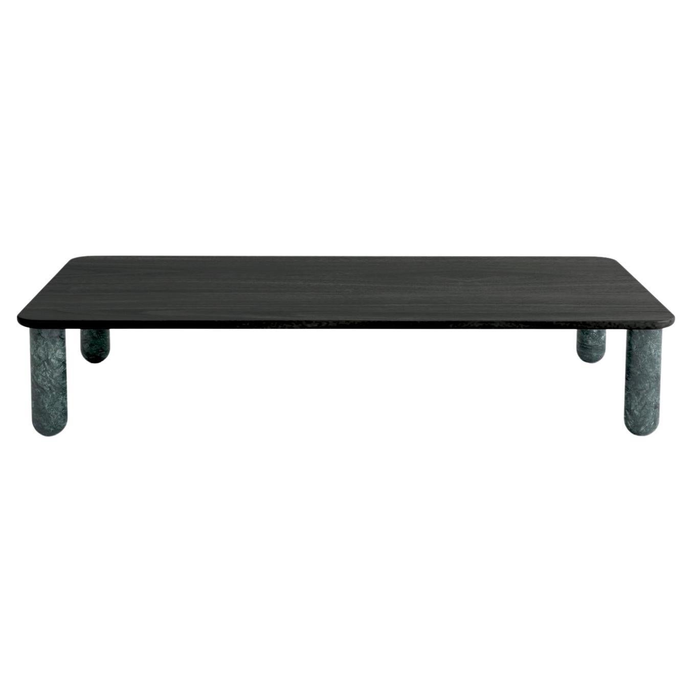 Black Wood and Green Marble "Sunday" Coffee Table, Jean-Baptiste Souletie For Sale