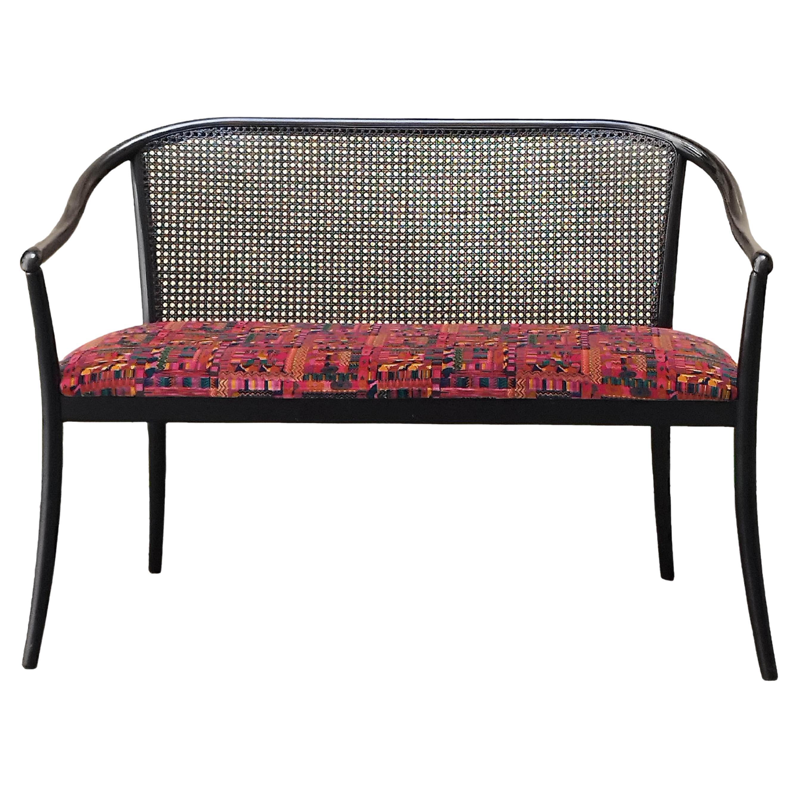 Black Wood and Vienna Straw Bench, Italy 1960 For Sale