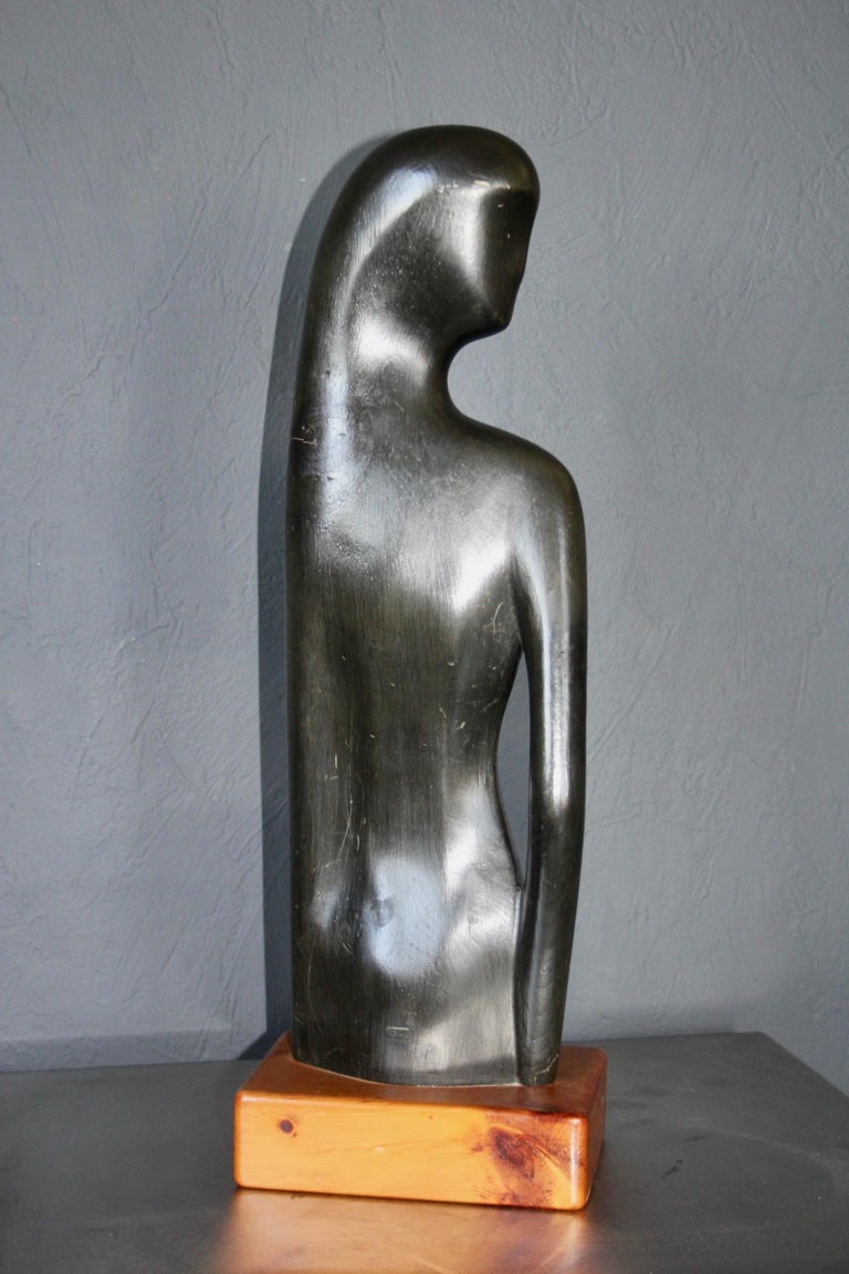 Black Wood Art Deco Women Sculpture For Sale at 1stDibs