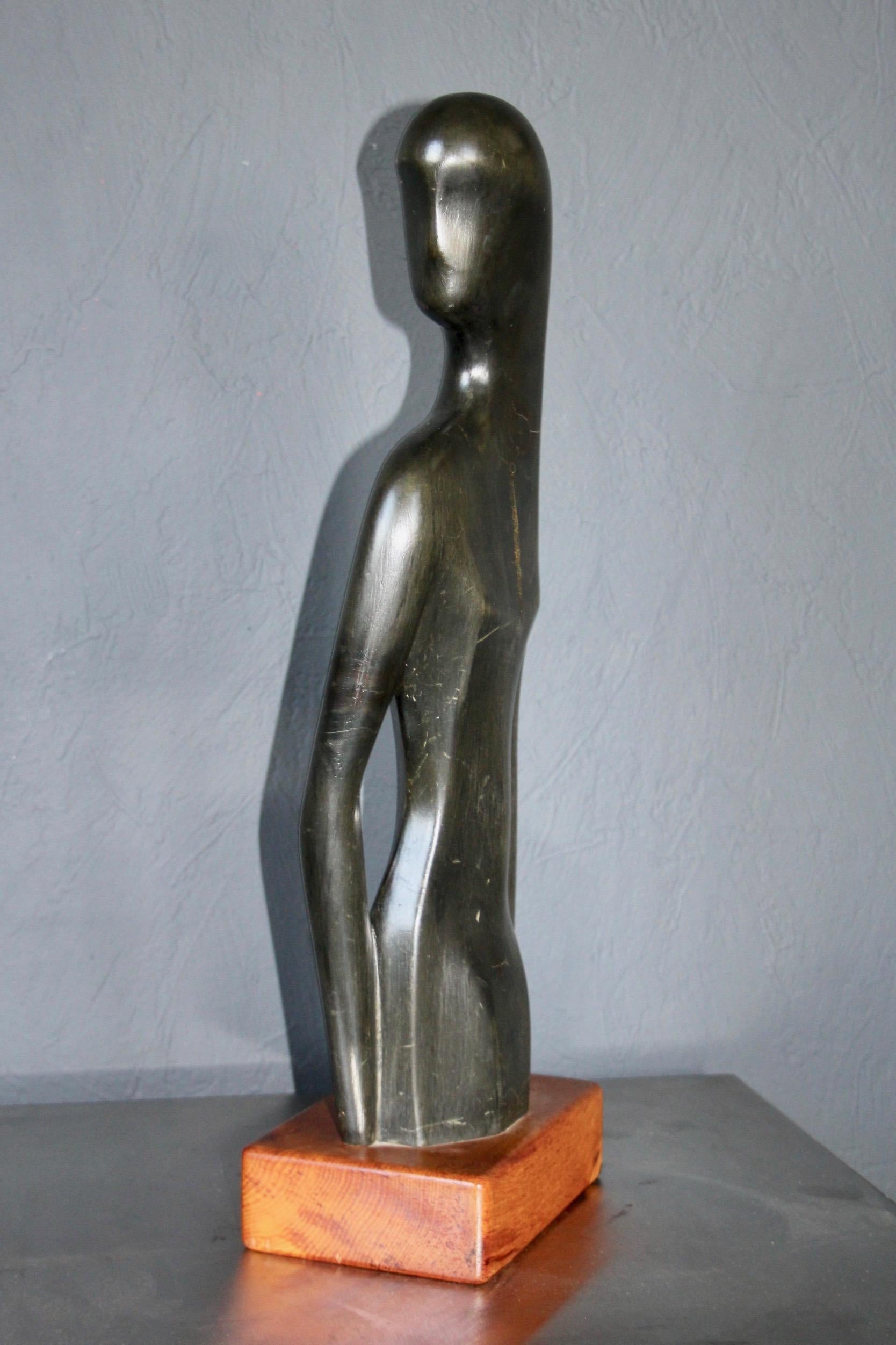 Black Wood Art Deco Women Sculpture 4