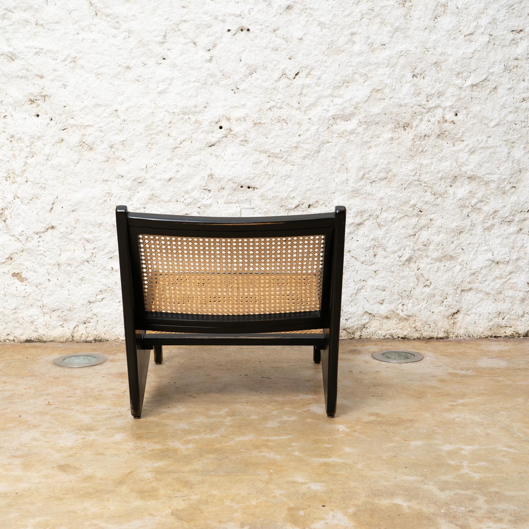 Black Wood Chair after Pierre Jeanneret, circa 1990 In Good Condition In Barcelona, Barcelona