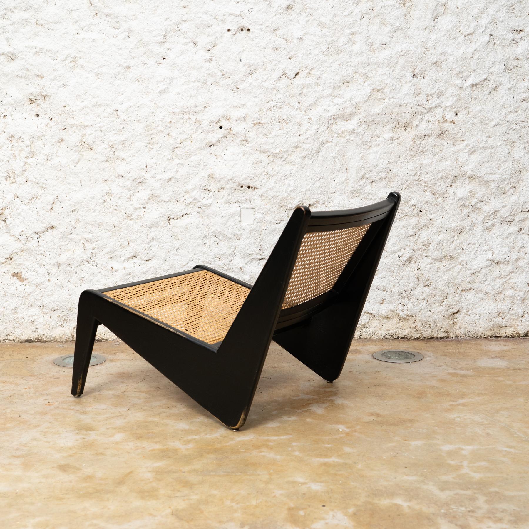 Late 20th Century Black Wood Chair after Pierre Jeanneret, circa 1990