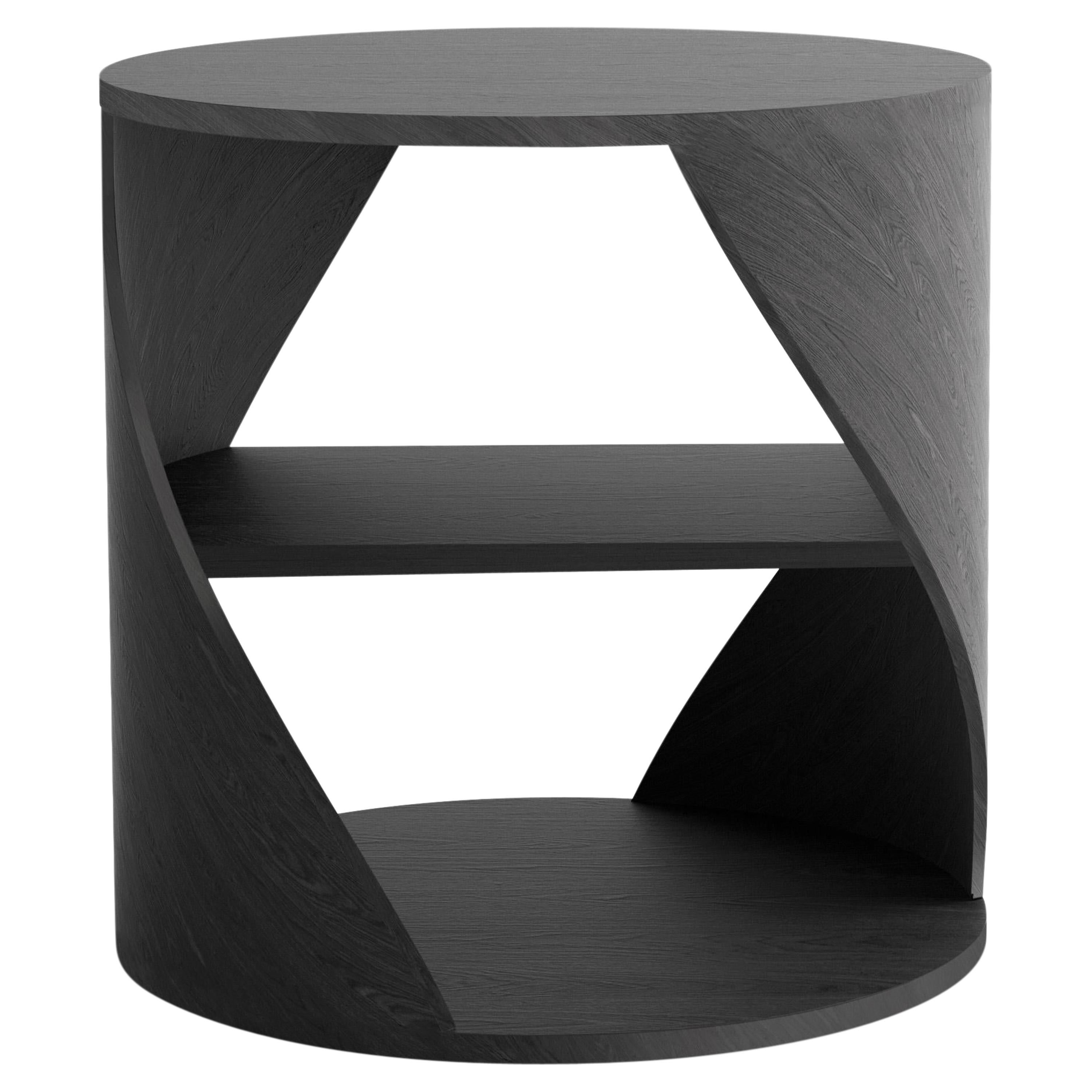 MYDNA Side Table, Contemporary Nightstand in Black Wood Finish by Joel Escalona