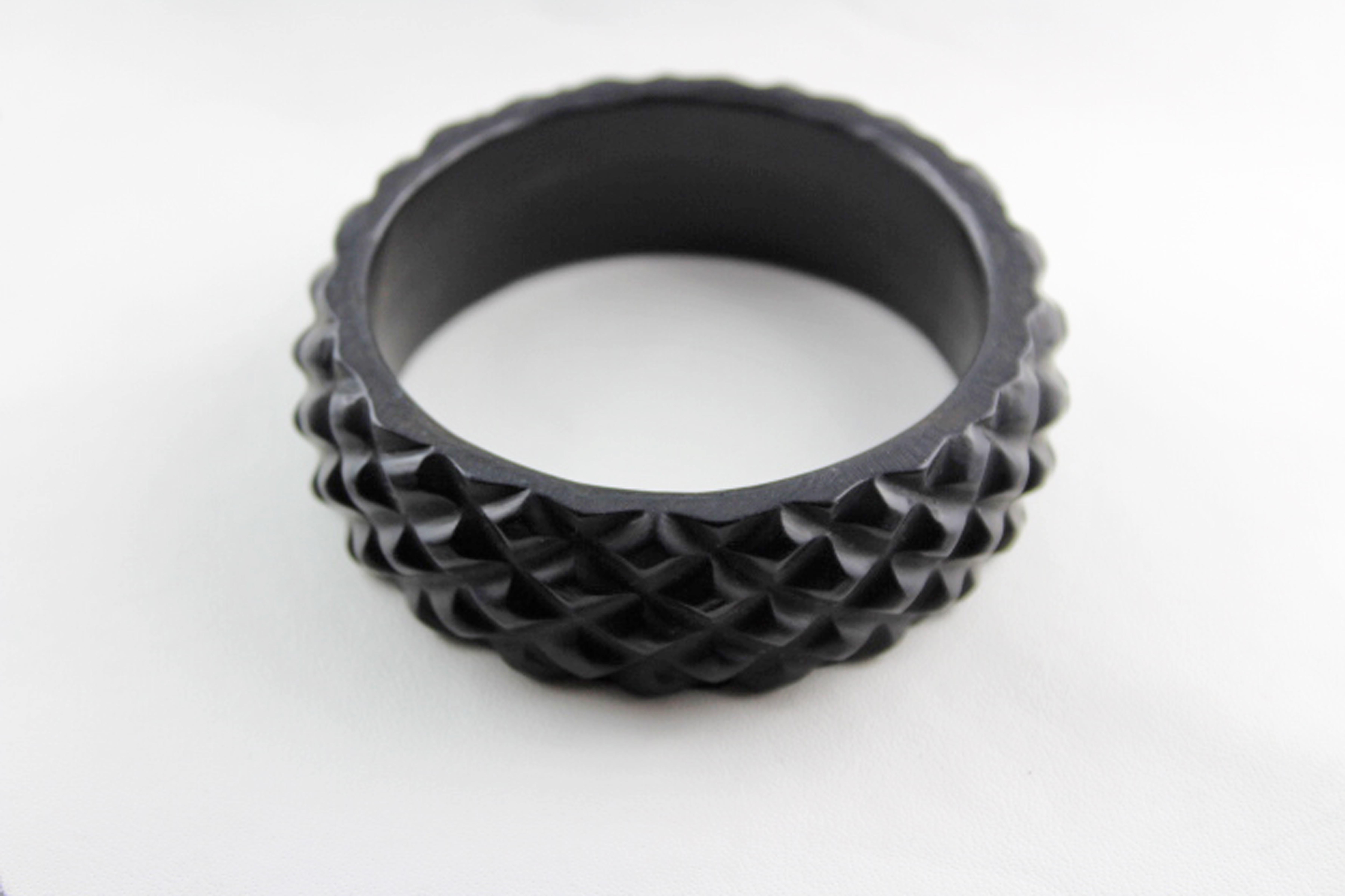 Black Wood Ebony Mounts Bangle Bracelet For Sale 1