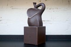 Black Wood Elephant Sculpture, Modern Accent Piece