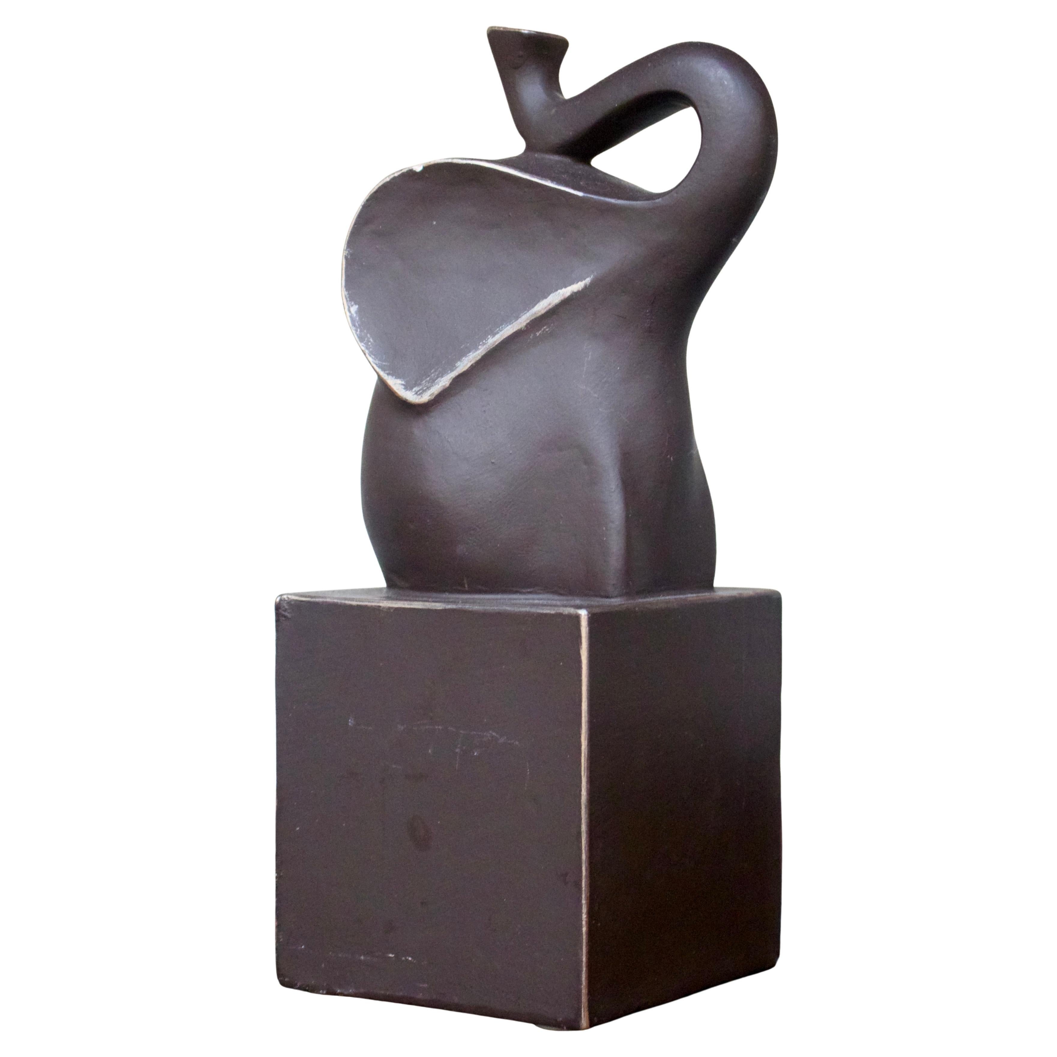 Escultura Elefante de Madera Negra, Acento Moderno en venta