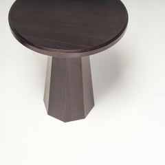 Black Wood Pedestal Round Side Table by Kelly Forslund