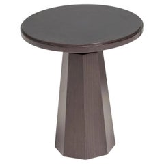 Black Wood Pedestal Round Side Table by Kelly Forslund