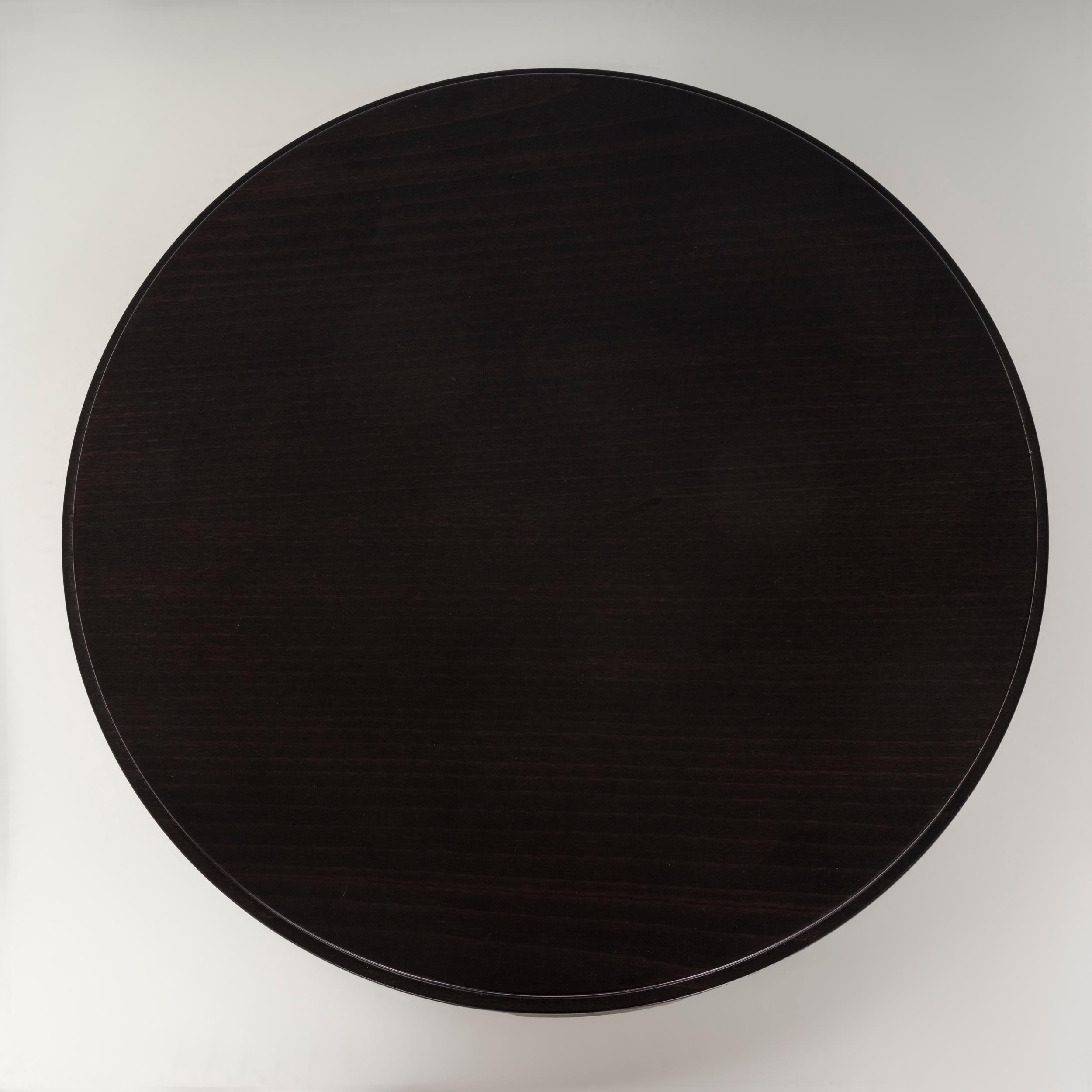Black Wood Pedestal Round Side Tables by Kelly Forslund, Set of Two For Sale 2