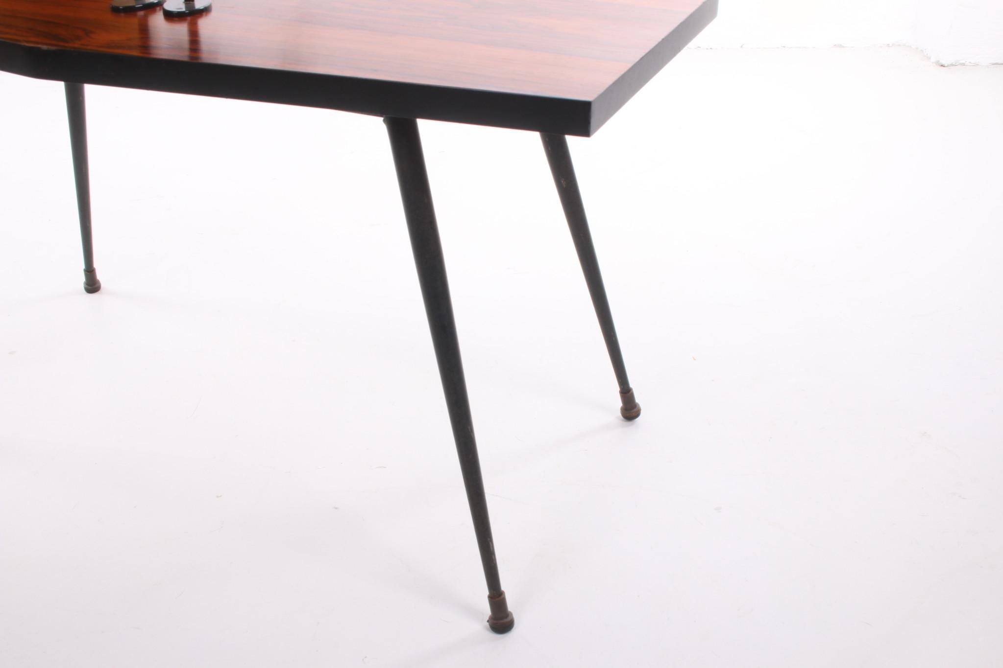 20th Century Black wood Plant Table or Side Table with Black Metal Legs, 1960s For Sale