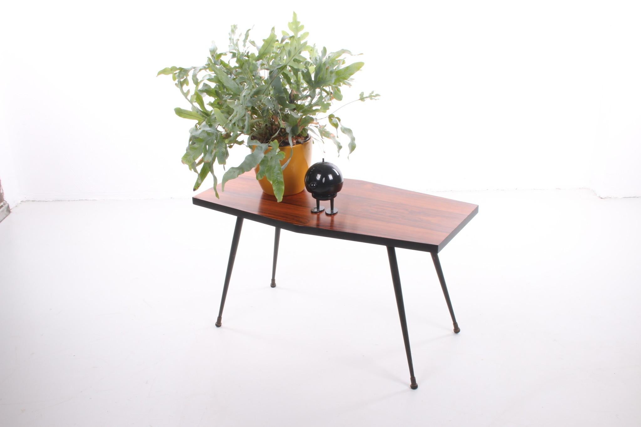 Black wood Plant Table or Side Table with Black Metal Legs, 1960s For Sale 1