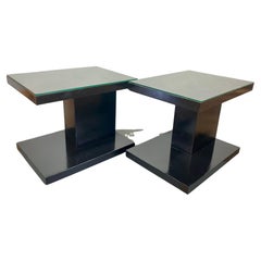 Tables d'appoint postmodernes en Wood Wood noir, ensemble de deux