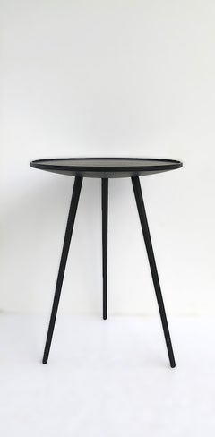 Black Round Wood Side Table