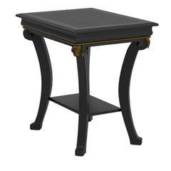 Black Wood Side Table with Leather Top from Studio Privè Collection