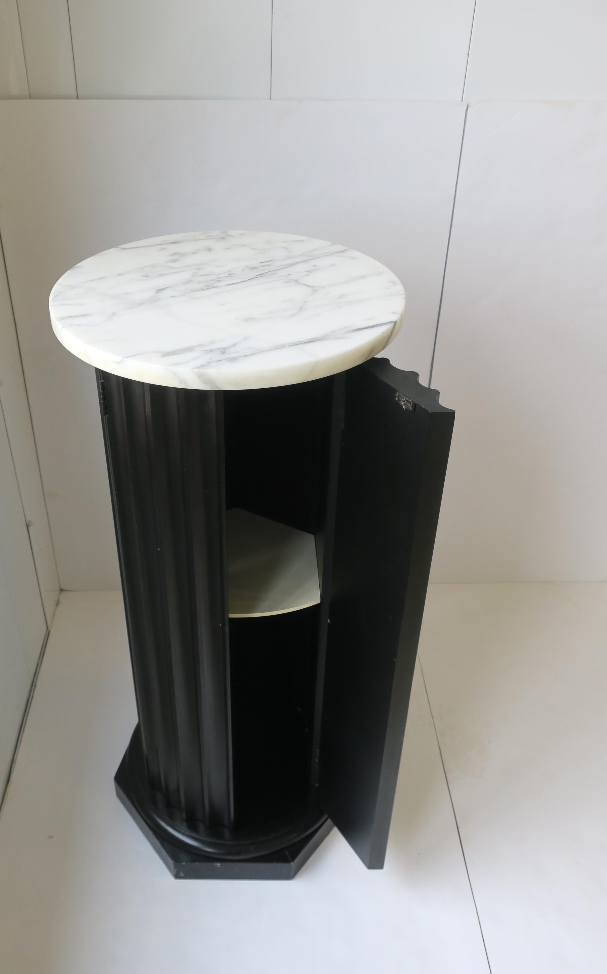 Black Neoclassical Style Column Pedestal Pillar Stand Marble Top For Sale 5