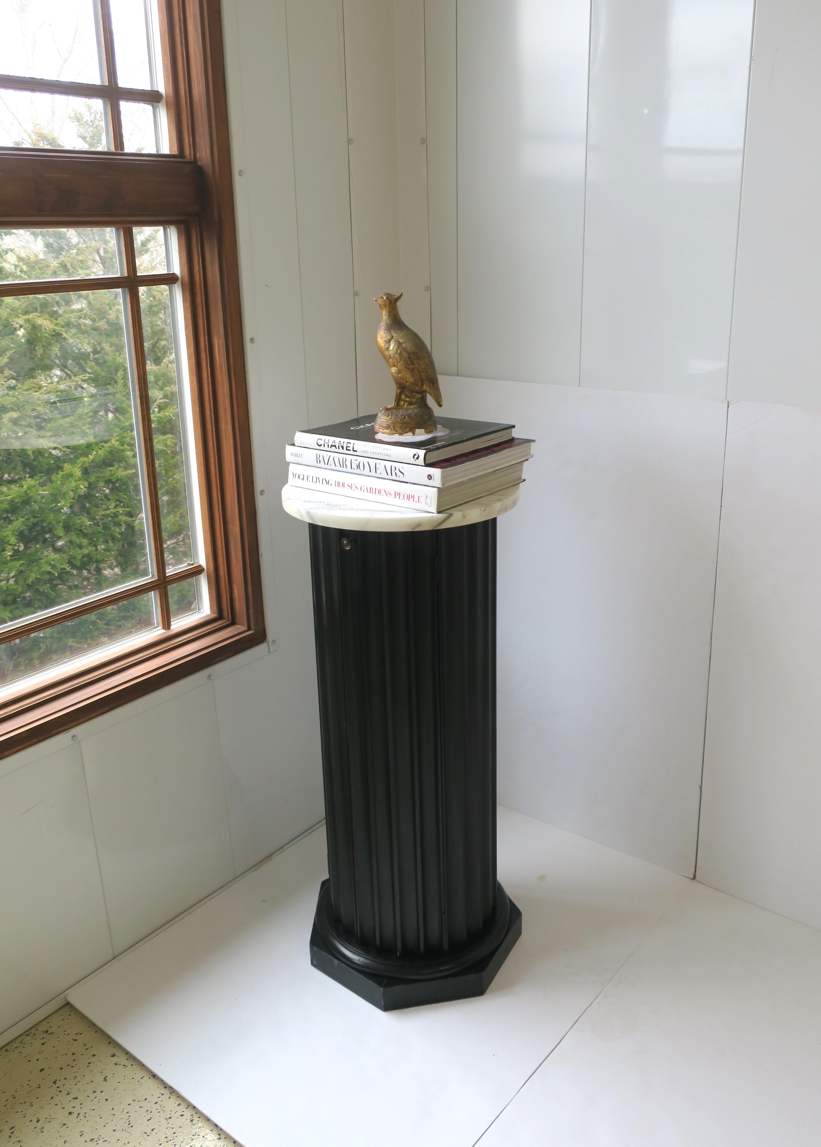 Black Neoclassical Style Column Pedestal Pillar Stand Marble Top For Sale 2