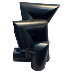Schwarze abstrakte Skulptur aus Holz, Schweden, Contemporary