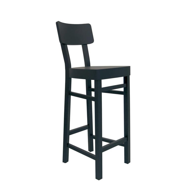 Black Wooden Bar Stool In Solid, Black Wooden Counter Stools With Backs