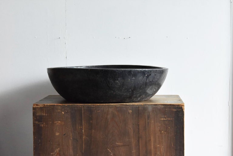 Black Wooden Bowl / Large Wooden Tool Used by Japanese Lacquer