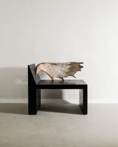 Schwarze, zeitgenössische "Tomb"-Bank aus Sperrholz und Horn von Rick Owens, 2007