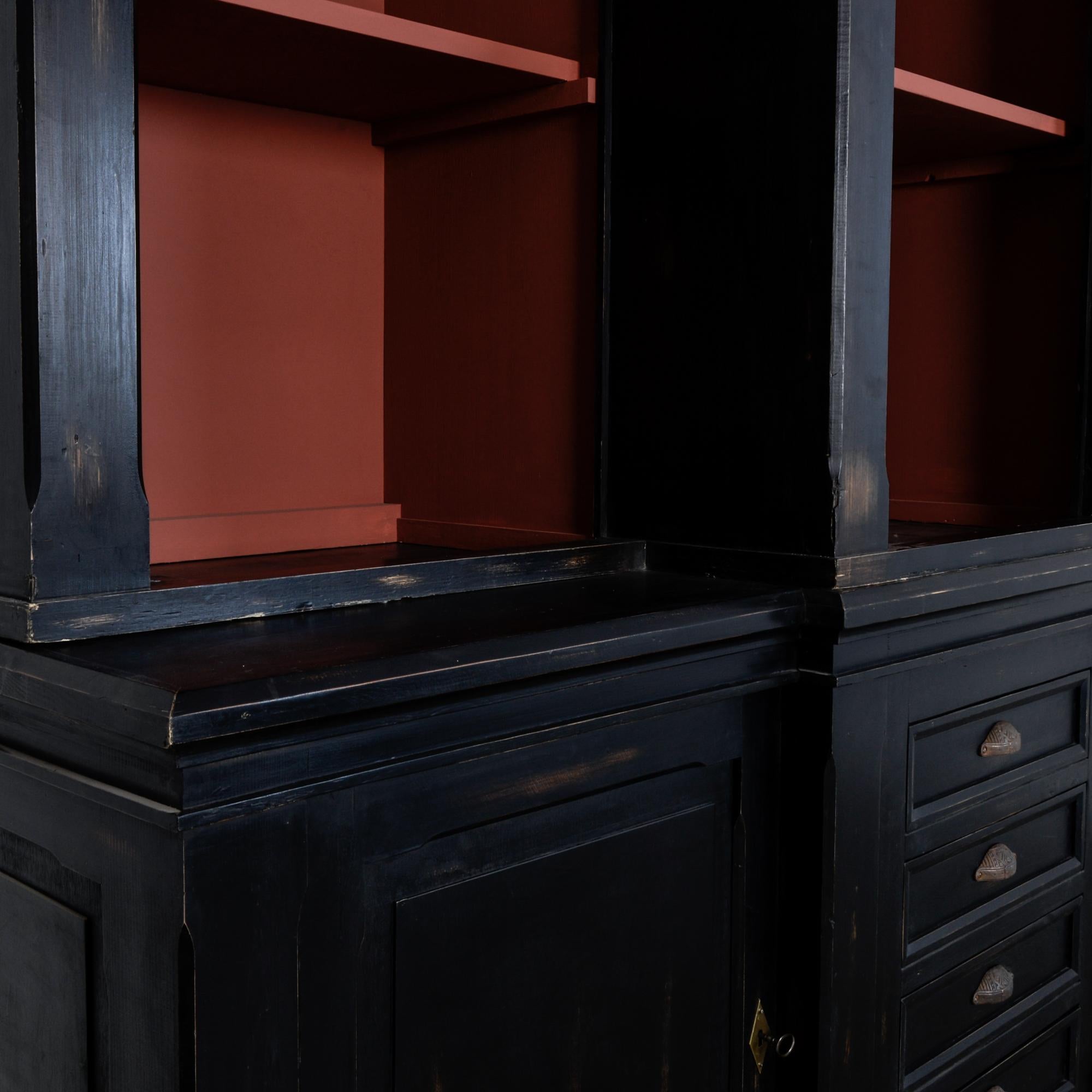 Polish Black Wooden Display Cabinet