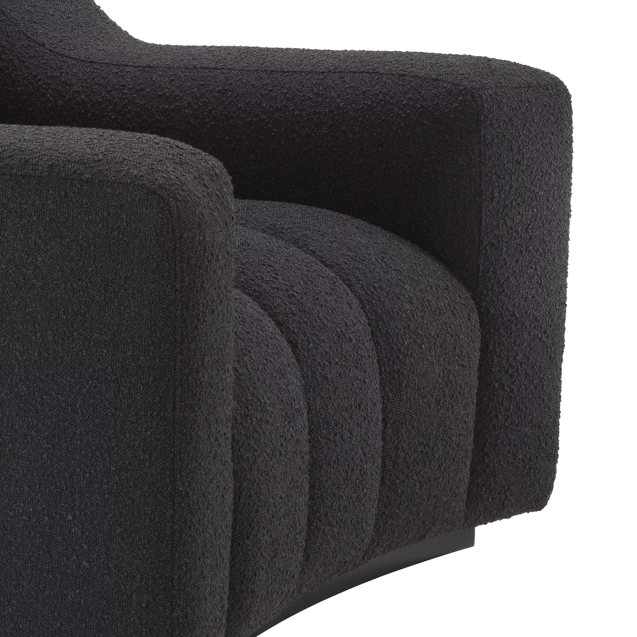 Black Wooden Feet and Black Bouclé Fabric Armchair In New Condition For Sale In Tourcoing, FR