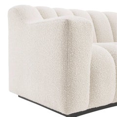 Black Wooden Feet with Beige Bouclé Fabric Curved and Padded Sofa