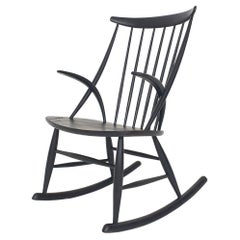Black Wooden Rocking Chair by Illum Wikkelso for Niels Eilersen Model IW3