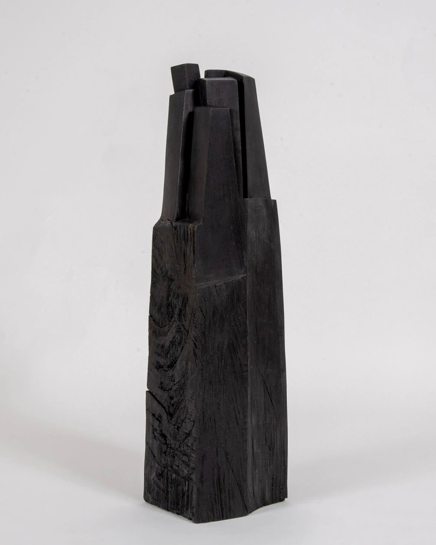 Mid-Century Modern Black Wooden Sculptures 