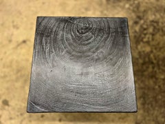 Black Wooden Side Table/ Stool, Organic Modern - Handcarved, IDN 2023
