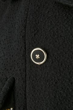 Black wool and cashmere double-breasted coat with embroideries on pockets Chanel