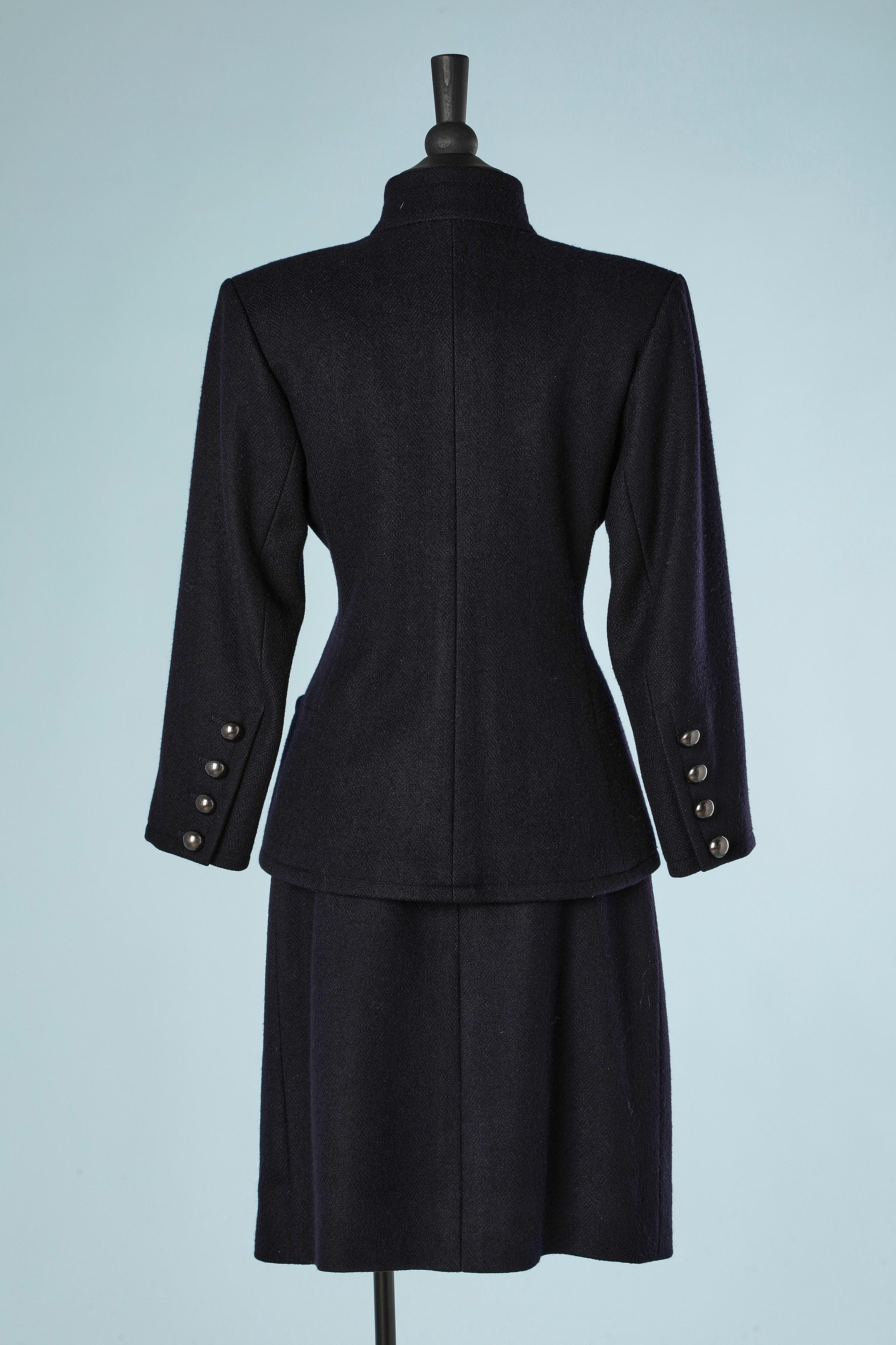 Black wool and cashmere skirt-suit Yves Saint Laurent Rive Gauche  For Sale 3
