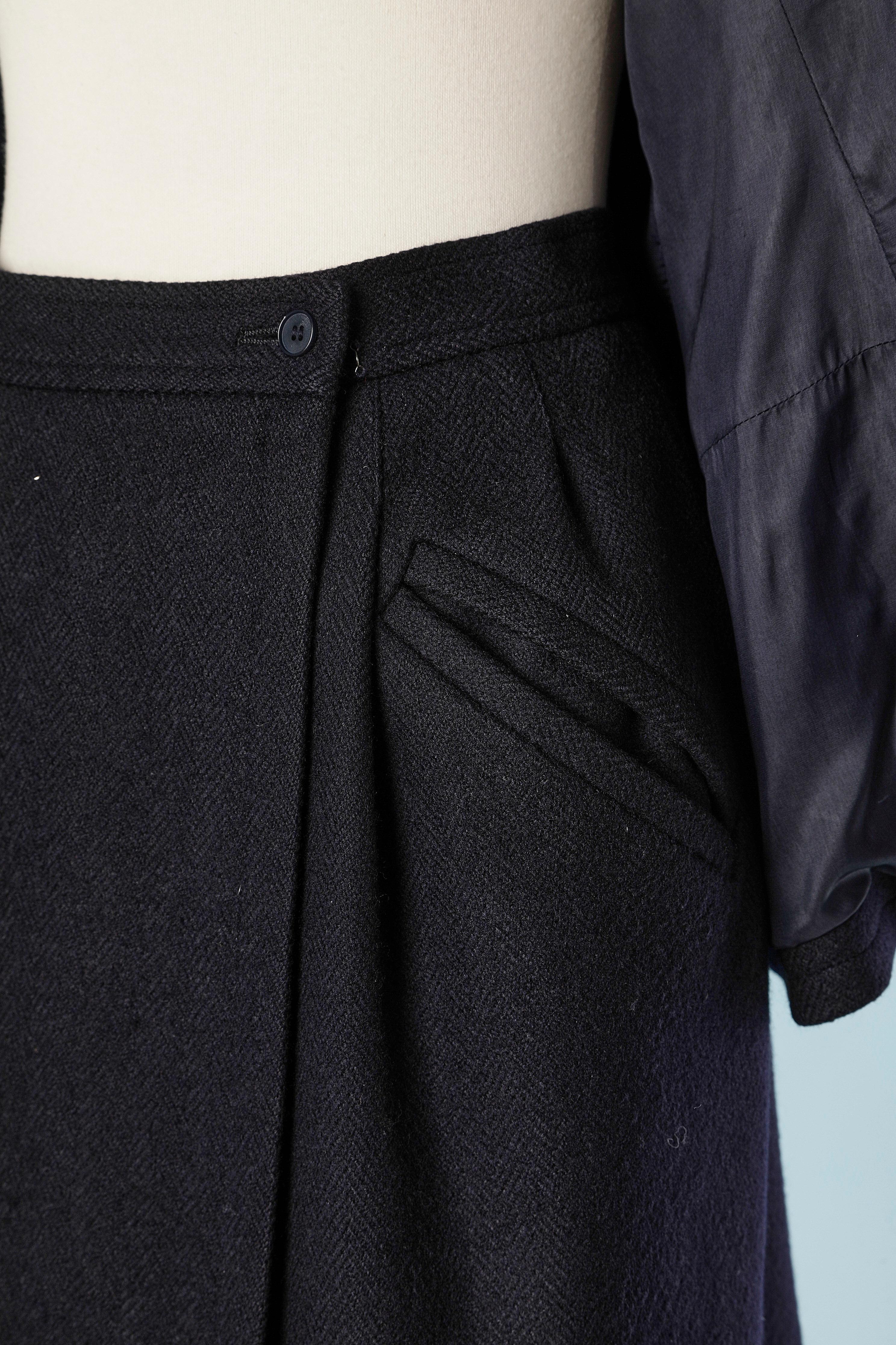 Combinaison jupe en laine et cachemire noire Yves Saint Laurent Rive Gauche  en vente 3