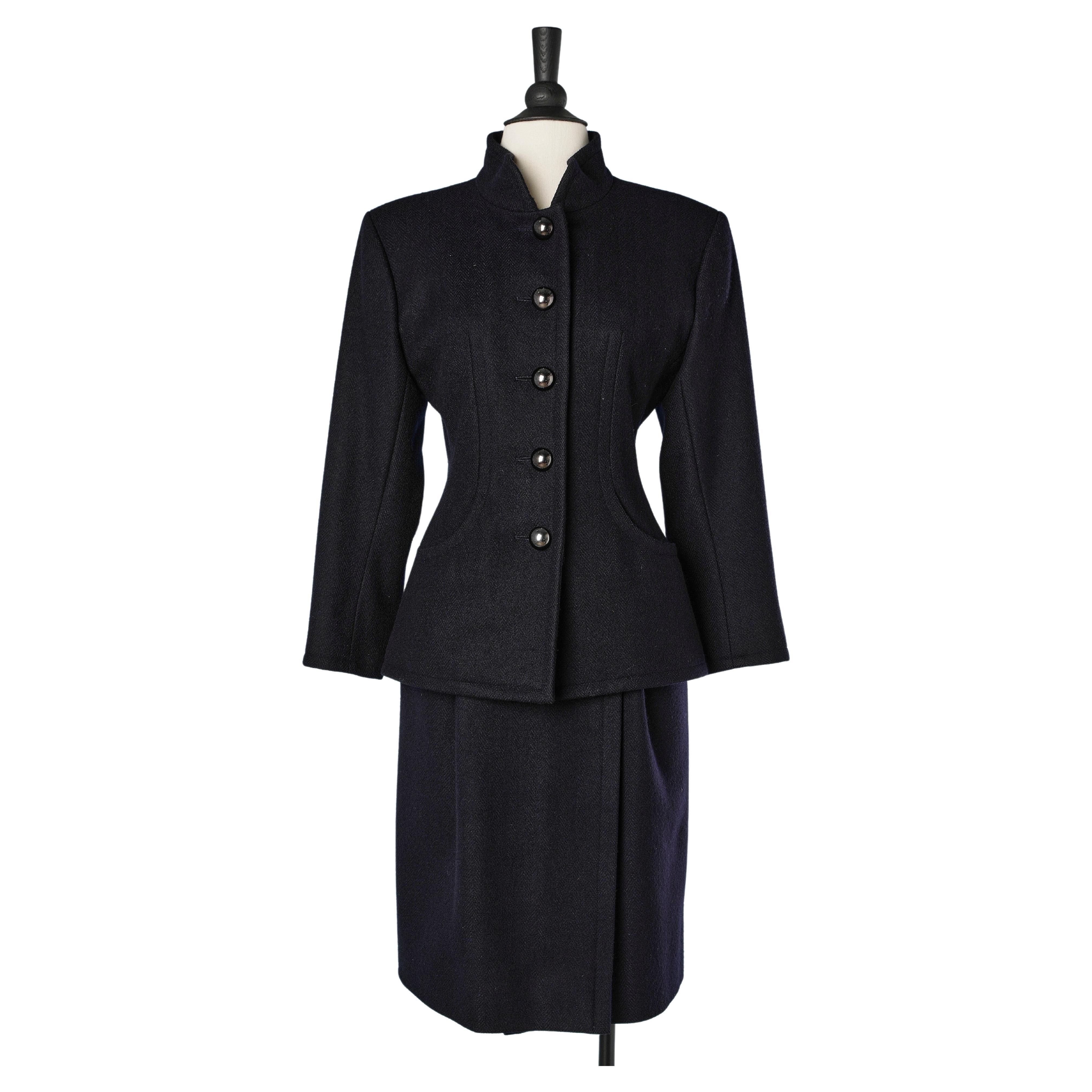 Black wool and cashmere skirt-suit Yves Saint Laurent Rive Gauche  For Sale