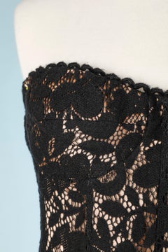 Black wool and cotton lace bustier dress Georges Rech